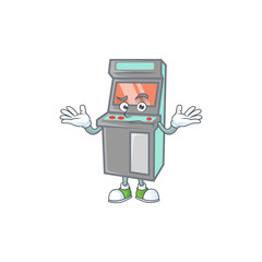 A comical Grinning arcade game machine cartoon design style
