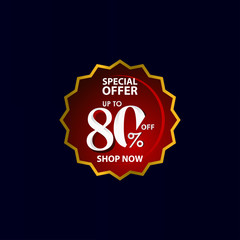 Discount up to 80% off Special Offer Shop Now Tag Label Vector Template Design Illustration