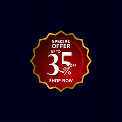 Discount up to 35% off Special Offer Shop Now Tag Label Vector Template Design Illustration