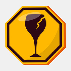 fragile sign vector illustration in flat style