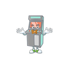 mascot cartoon character design of arcade game machine making a silent gesture