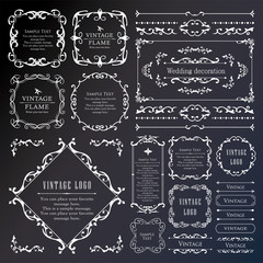 高級感のあるビンテージ調のフレームデザインセット　罫線　枠　ウエディング　ビンテージ　アンティーク