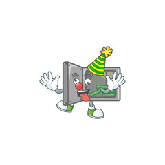 Cute and funny Clown security box open cartoon character mascot style