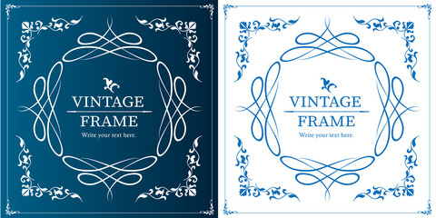 高級感のあるビンテージ調のフレームデザインセット　罫線　枠　ウエディング　ビンテージ　アンティーク