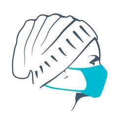 Abstract icon of woman wearing a medical mask