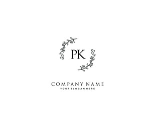 PK initial letter elegant handwriting logo collection - obrazy, fototapety, plakaty