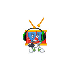 Independence day drum cartoon picture play a game with headphone and controller
