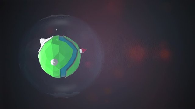 Animation illustrating the physical force of gravity. Cartoon planet shaking in turbulance in alpha channel.