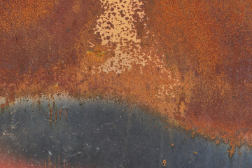 Abstract photo of rust on a metal barrel.  The rust is colorful with brown and red coloring being visible.