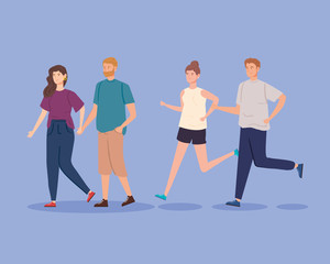 Fototapeta premium group of young people avatar characters vector illustration design