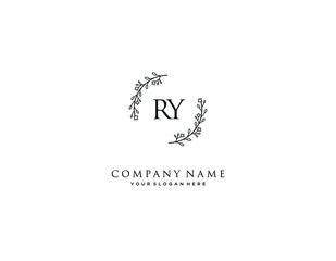 RY initial letter elegant handwriting logo collection - obrazy, fototapety, plakaty