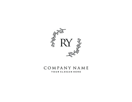 RY initial letter elegant handwriting logo collection