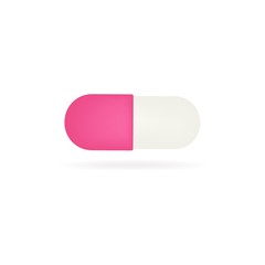 Pink and white capsules isolated on white background. Vector illustration