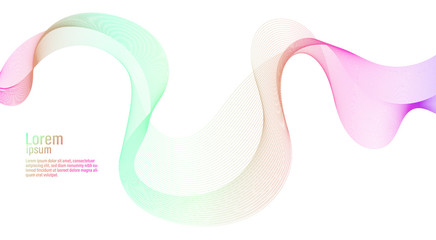 Obraz premium Abstract line pastel wave. Futuristic. Wonderful background in pastel tone. Modern surface design style. Vector illustration. Packaging wrap paper. Banner, Business card, Poster, Cover, Pattern. Minim