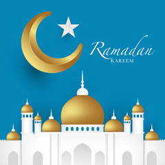 islamic ramadan kareem golden mosque background