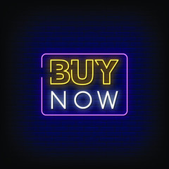 Obraz premium Buy Now Neon Signs Style Text Vector