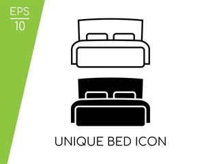 Simple Bed Icon Set with Black Style Isolated on White Background. Design in Two Image Vector. Suitable for Bedroom Symbol.