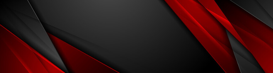 Kontrastreiche rote und schwarze glänzende Streifen. Abstraktes Tech-Grafik-Banner-Design. Vektor Unternehmenshintergrund © saicle
