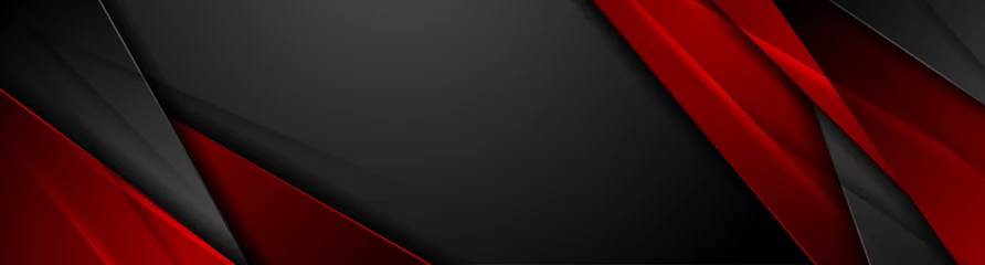 Kontrastreiche rote und schwarze glänzende Streifen. Abstraktes Tech-Grafik-Banner-Design. Vektor Unternehmenshintergrund © saicle
