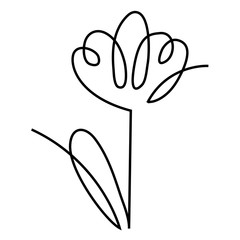 Fototapeta premium flower in the one line art for greeting cards, design of cosmetic packaging, prints, thematic design