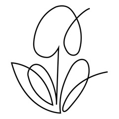 flower in the one line art for greeting cards, design of cosmetic packaging, prints, thematic design