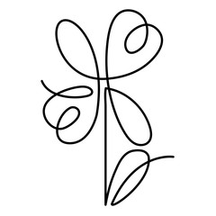 flower in the one line art for greeting cards, design of cosmetic packaging, prints, thematic design