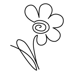 flower in the one line art for greeting cards, design of cosmetic packaging, prints, thematic design