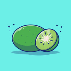 Kiwi Fruit Vector Icon Illustration. Kiwi and slices of Kiwi. Fruit Icon Concept White Isolated. Flat Cartoon Style Suitable for Web Landing Page, Banner, Flyer, Sticker, Card