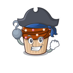 Cute chocolate cupcake mascot design with a hat