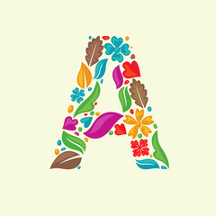 Fototapeta premium vector of Simple multi color floral shapes as initial letter a