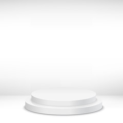 Blank template of white podium, scene. Vector illustration