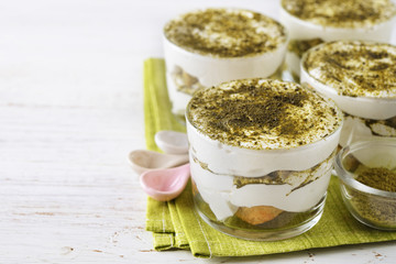 Tiramisu with matcha green tea