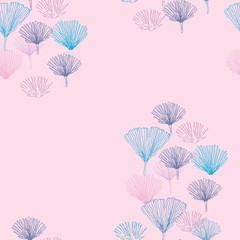 abstract floral background with flowers. Endless texture with flowers. Seamless pattern on pink background