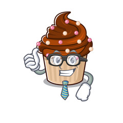 cool and smart Businessman chocolate cupcake wearing glasses