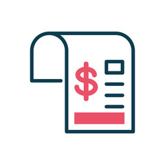 invoice document with money symbol, half color style