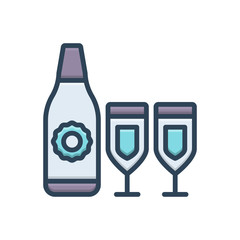 Color illustration icon for drink win 