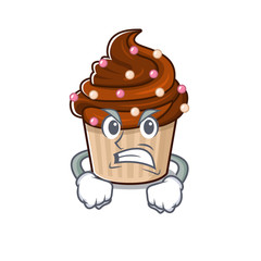 Chocolate cupcake cartoon character style having angry face