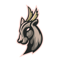 Deer head athletic club vector logo concept isolated on white background. Modern sport team mascot badge design. E-sports team logo template with  deer vector illustration