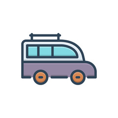 Color illustration icon for van transport 