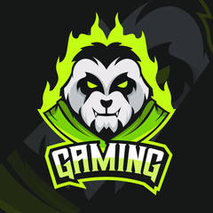 E-sports team logo template with Panda vector illustration