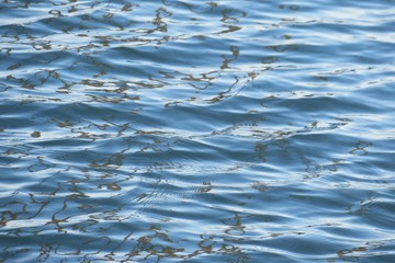 Closeup of light blue glared water surface with patterns