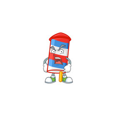 Rocket USA stripes cartoon character design with angry face