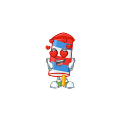 A romantic rocket USA stripes cartoon mascot design style