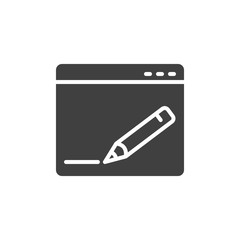 Edit Webpage vector icon. Web design filled flat sign for mobile concept and web design. Website page and pen tool glyph icon. Symbol, logo illustration. Vector graphics