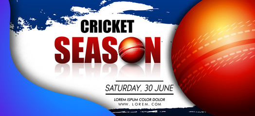 illustration of cricket league concept bat, ball and helmet on cricket sports background