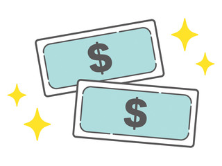 キラキラ輝くUSドル紙幣のシンプルなアイコン