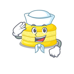 Lemon macaron cartoon concept Sailor wearing hat