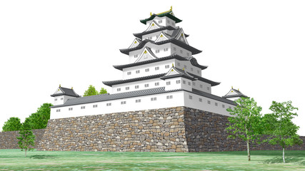 日本の白い城のイラスト