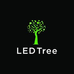 modern led tree vector logo design