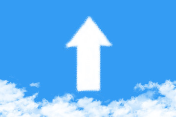 Arrow shaped cloud on blue sky